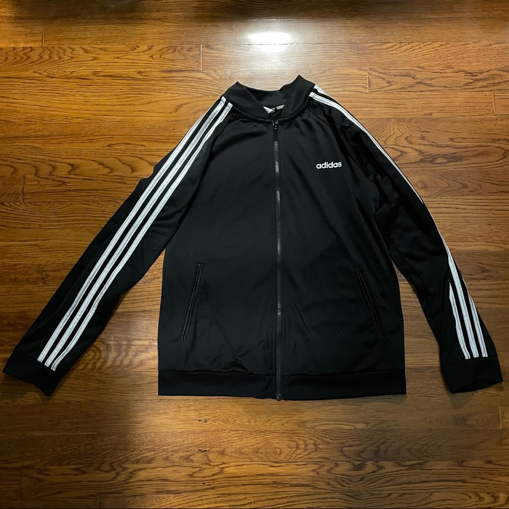 Boys large black and white adidas tiro track top